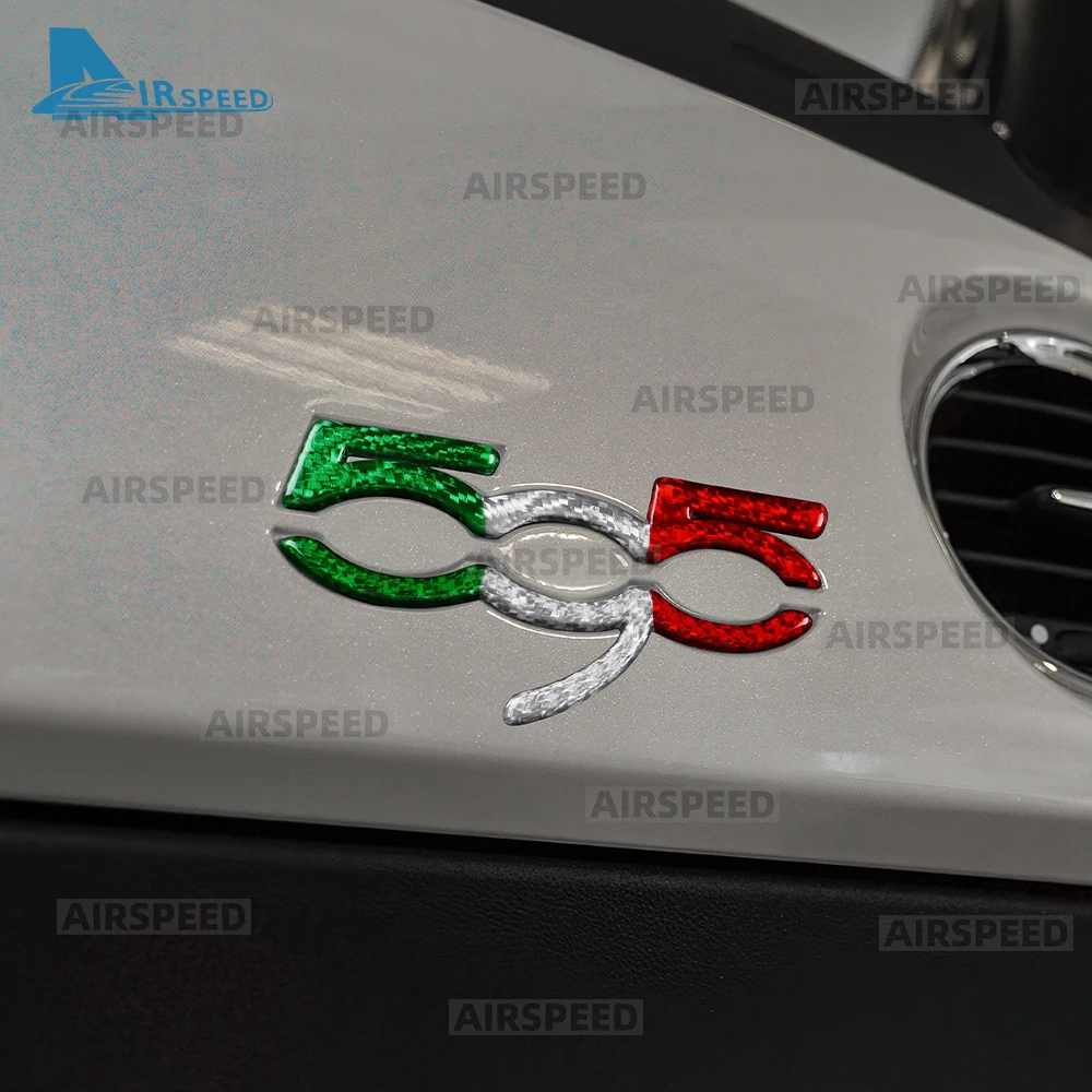 Real Hard Dry Tricolor Carbon Fiber Sticker For Abarth 595 Fiat 500 2007-2024 LHD RHD Car Dash Badge Conversion Dashboard Trim