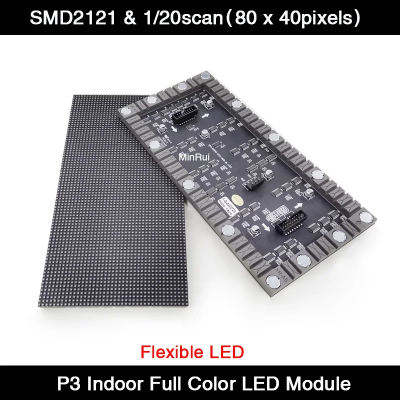 P3 Indoor High Resolution LED Display 240 x120mm 80 x 40 Pixels 3in1 RGB SMD Full Color Flexible Panel Module for Signage