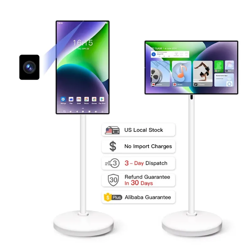 

24-дюймовый смарт-телевизор Android 128 ГБ со встроенным аккумулятором, портативный смарт-телевизор-планшет с пультом ДУ для семейных вечеринок