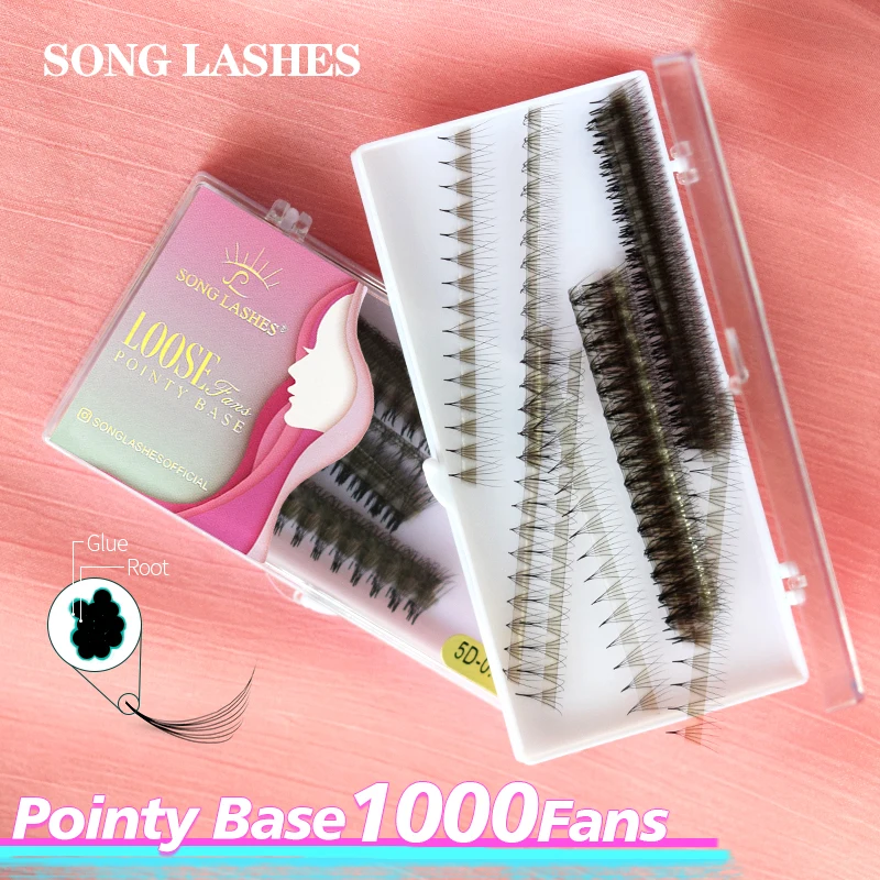 Song Lashes 1000 Fans Sharp Narrow Stem Premade Volume Fans Lash Pointy Base Premade Fans Slim Thin  Lash Eyelashes