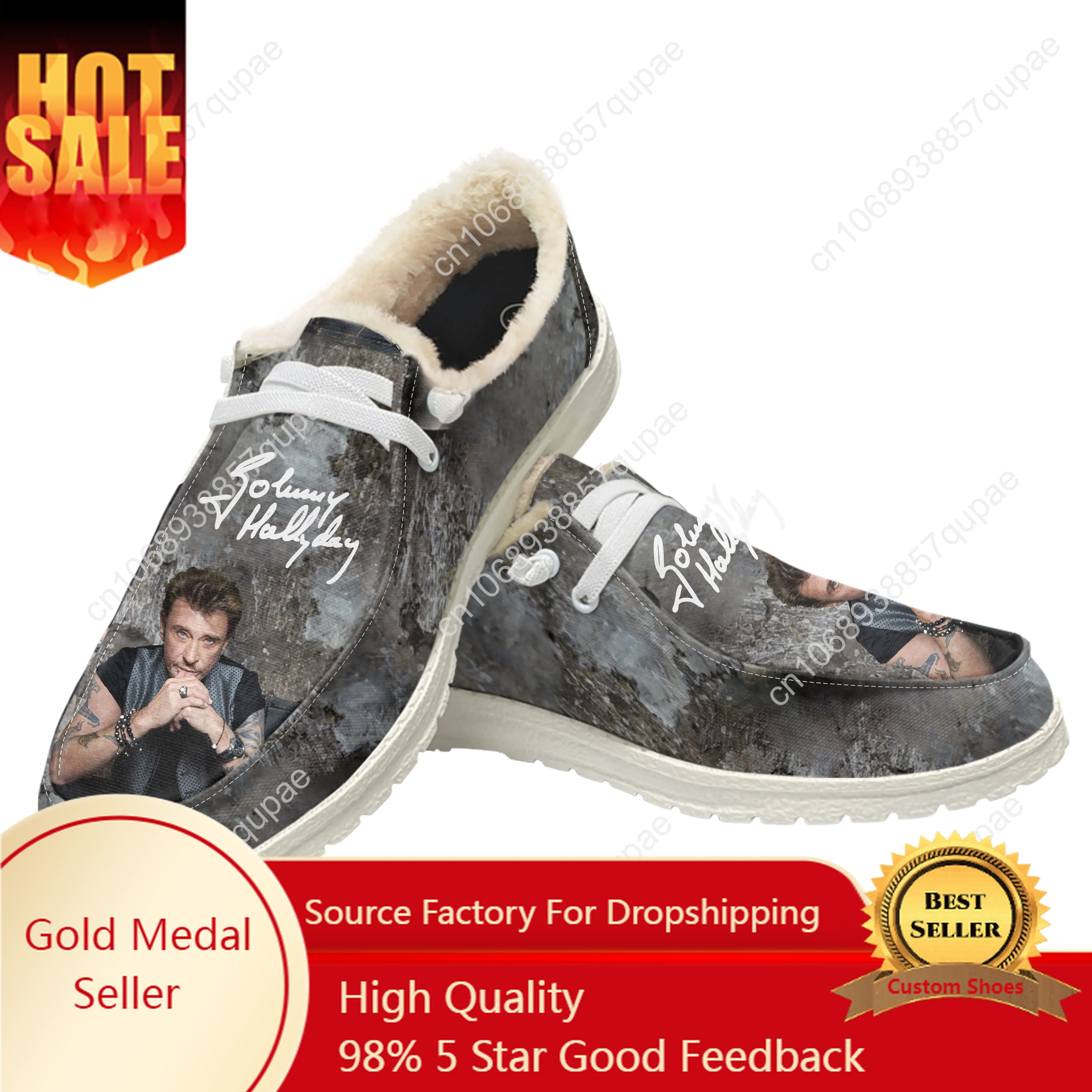 Johnny Hallyday Casual Plush Shoes Flat Shoe singer Men Woman Breathable Casual Outdoor Lightweight Footwear Custom Made Shoe