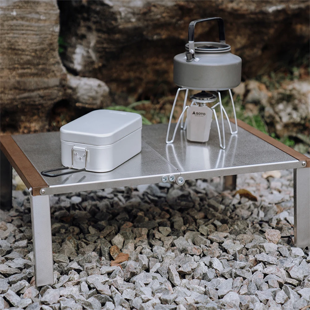 Table de barbecue portable en acier inoxydable, table de camping pliable, table pliable pour la randonnée et le camping