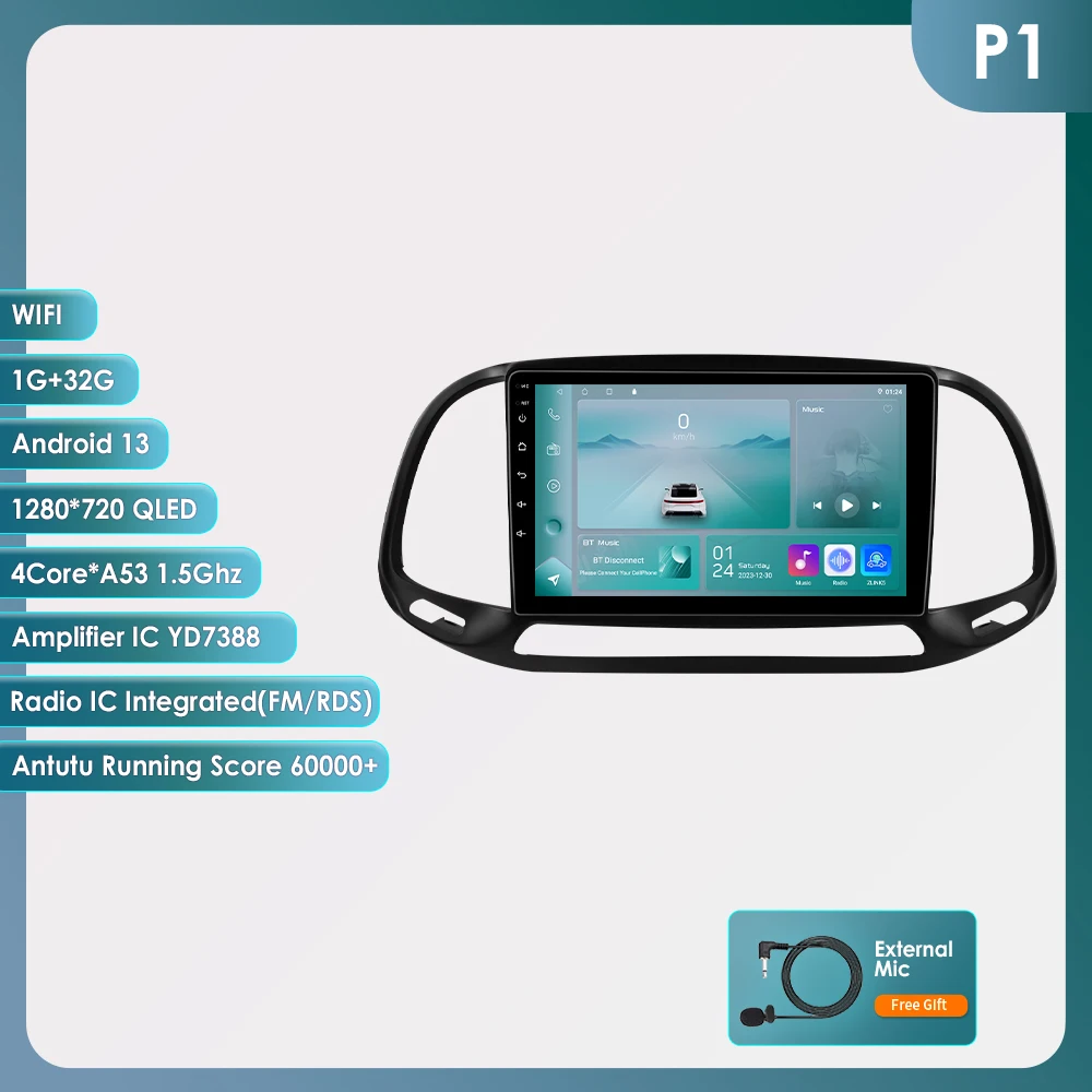 Hizpo Ai Voice Autoradio Radio Voor Fiat Doblo 2015 - 2019 4G Auto Multimedia Gps 2din Draadloze Carplay Android Automatische Navigatie Bt