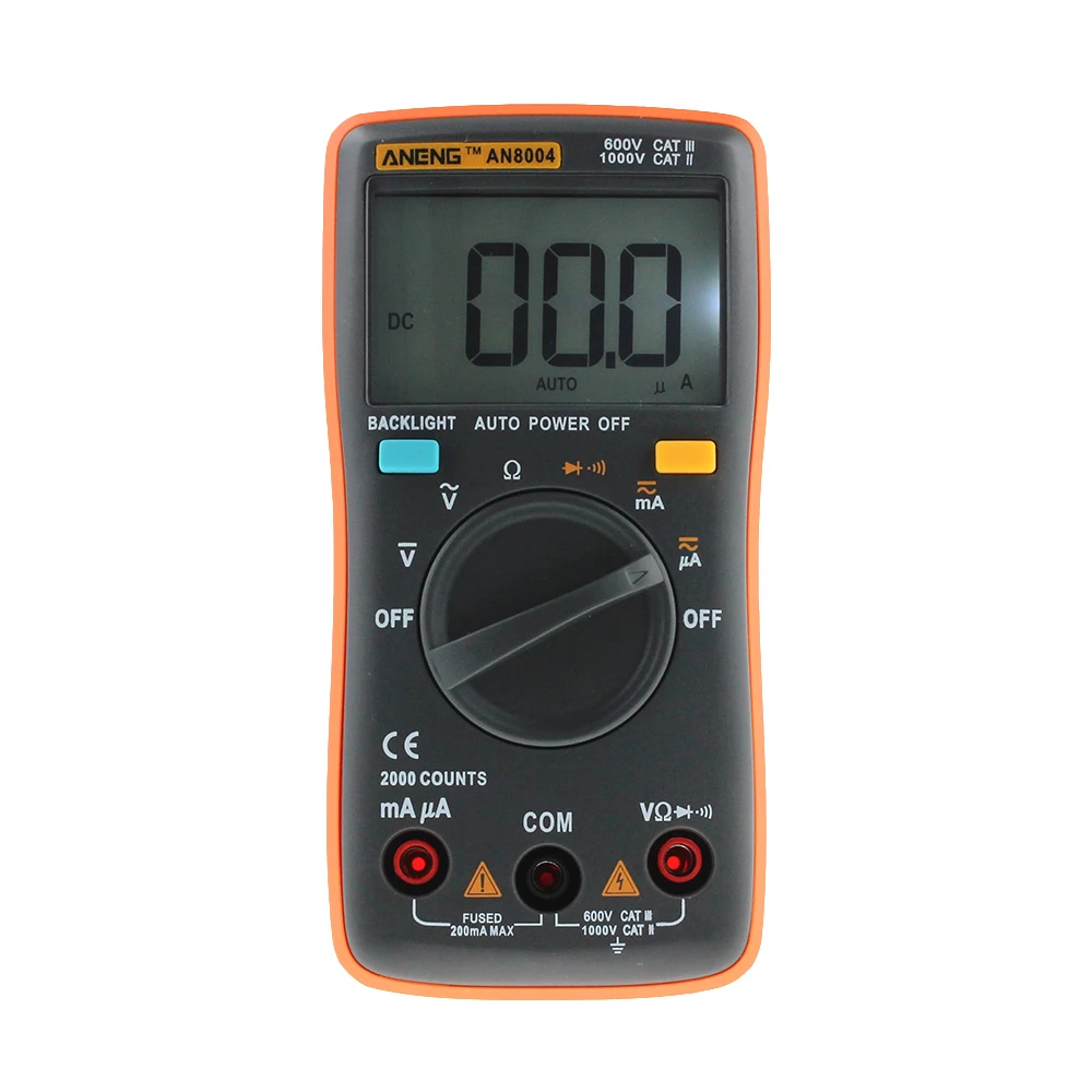 ANENG8004 Digital Multimeter 2000 Counts Auto Back Light /DC Voltmeter Transistor Tester Frequency Diode Temperature