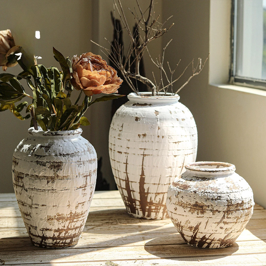 The product can be customized.Retro ceramic vases, Japanese style rough pottery, homestay, flower ware, living room, flower arra