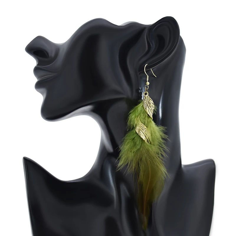 Bohemian Vintage Lange Übertriebene Unregelmäßige Feder Ohrringe für Frauen Ethnische Gold Farbe Twist Blatt Asymmetrie Ohrringe Schmuck – Detail 12