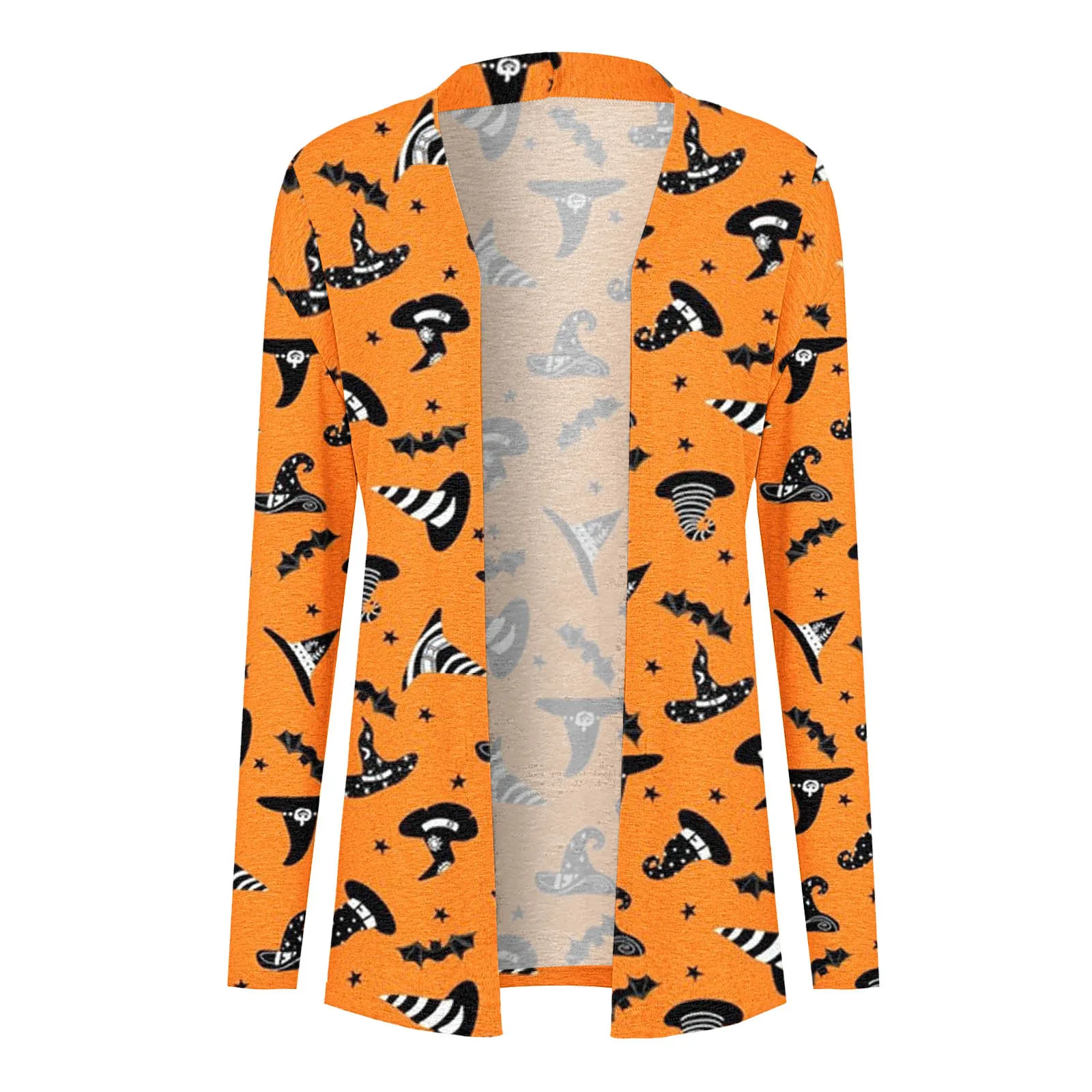 Halloweenowa czapka czarownicy nadruk ducha damski sweter 2024 z długim rękawem V Neck Casual kurtki urocza kreskówka graficzna odzież wierzchnia