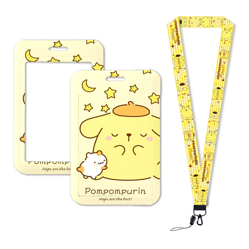 Juste de protection pour porte-cartes Anime Hello Kitty, porte-cartes, contrôle d'accès, bus, métro, étudiants, dessin animé, W Pompom Purin, enfants