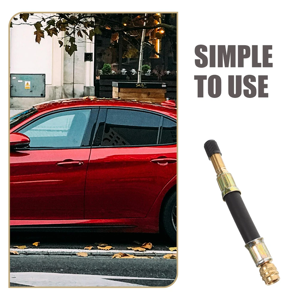 

Multipurpose Tire Valve Extension Adapter Durable Iron Rubber Easy Inflation Car Motorcycle Rv Trailer Compact Portable