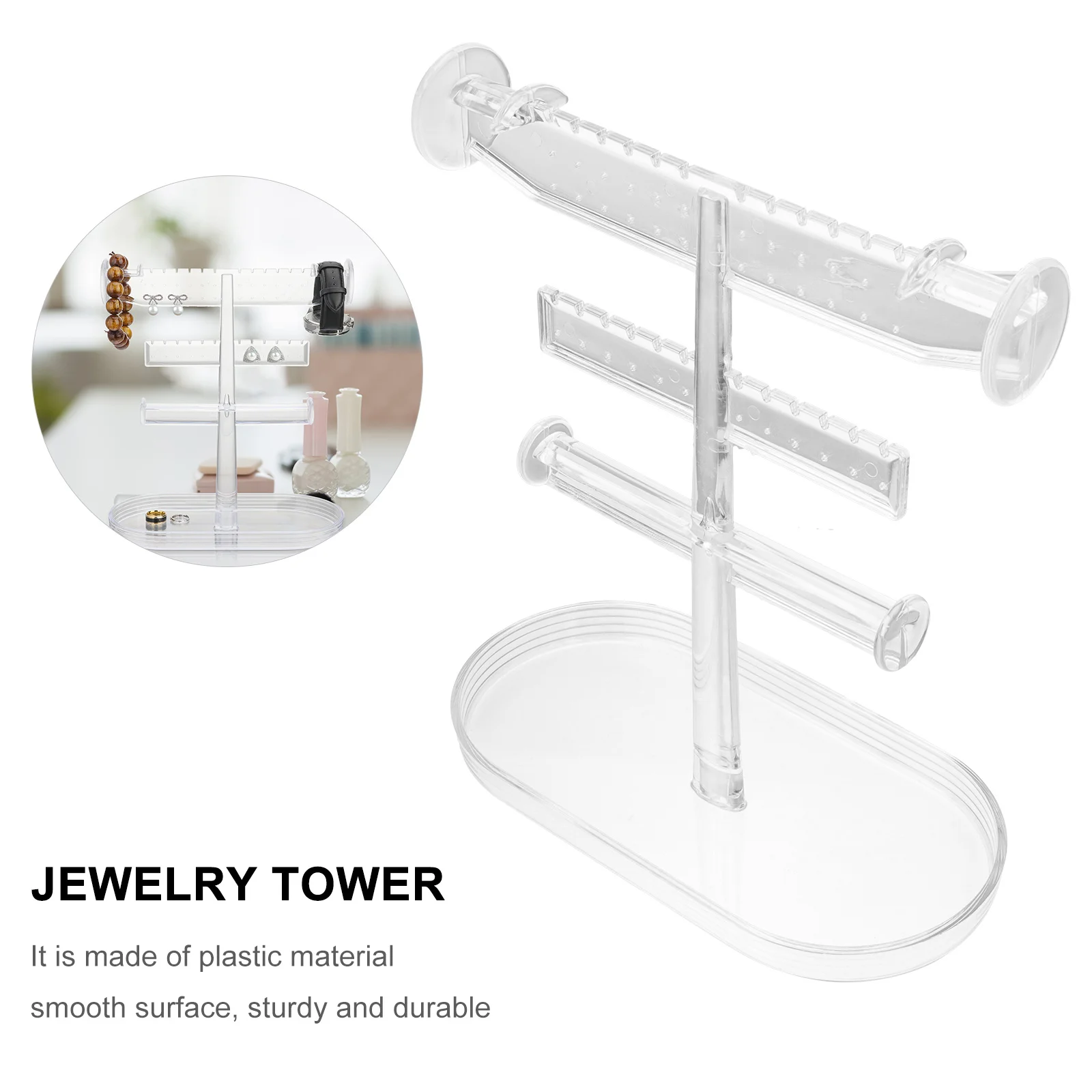 

3 Tier Jewelry Tower Simple Modeling Generous Room Decor Jewelry Organizer Earring Racks Practical Earring Racks