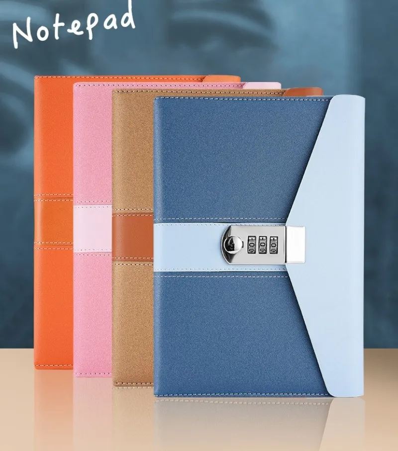 

ONT Password Book A5 Pearlescent Leather Notebook with Lock Diary Book Thickened Password Book Creative Student memopad