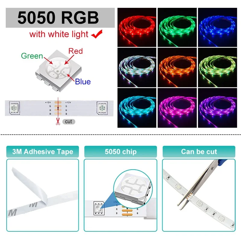 LED Streifen Licht 5050 RGB Band für Room Decor Neue 24keys Steuer Bluetooth Adapter LED Streifen Vollen Satz TV led-hintergrundbeleuchtung Neon Band