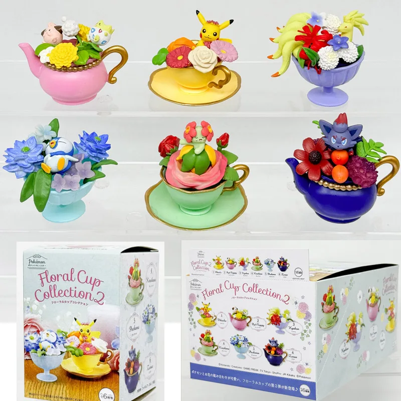 

Anime Pokemon Pikachu Zorua Piplup Bellossom Togepi Ninetales Figure Flower Cup Series Blind Box Toys Collection Ornaments Gift
