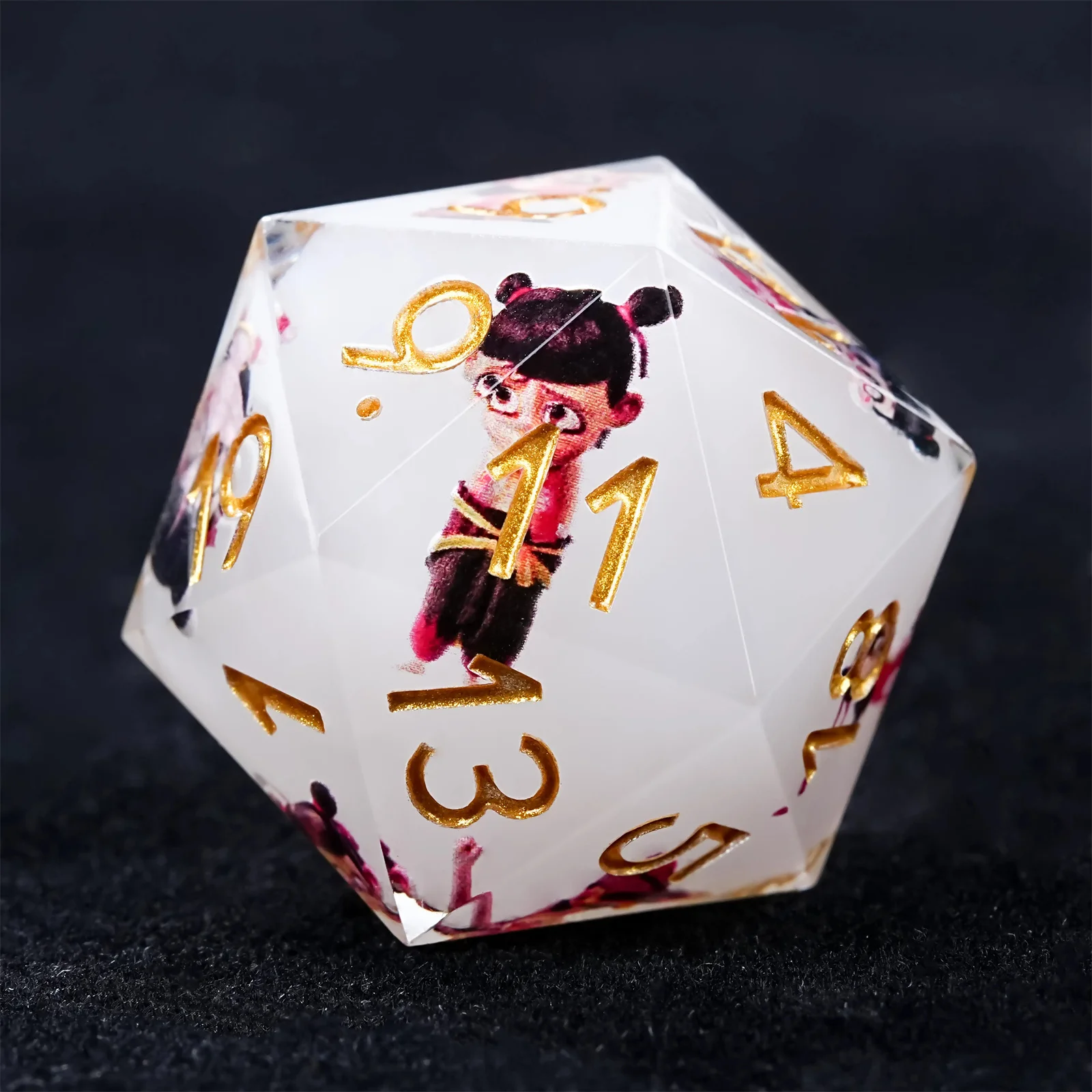 1-7 قطعة DND Ne Zha النرد الصين أسطورة الصلبة الراتنج الذهبي كلمة مجموعة نرد متعددة الجوانب نرد متعدد السطوح ل D & D COC دور RPG لعبة الطاولة #3