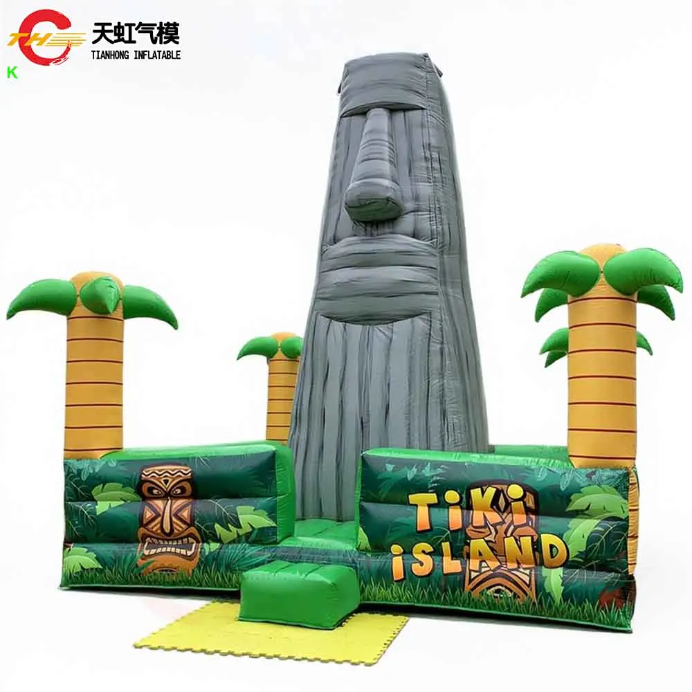

Fast Air Shipping 6x6x7mH Tiki Theme Inflatable Climbing Wall Outdoor Giant Inflatable Climb Challenge Carnival Game Sports