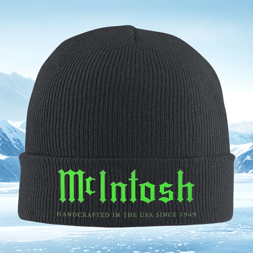 شعار McIntosh الأخضر، مصنوع في الولايات المتحدة الأمريكية منذ الرجال والنساء للجنسين قبعة محبوكة قبعة صوفية قبعة شتوية حرارية دافئة لعيد الميلاد في الهواء الطلق Cyc