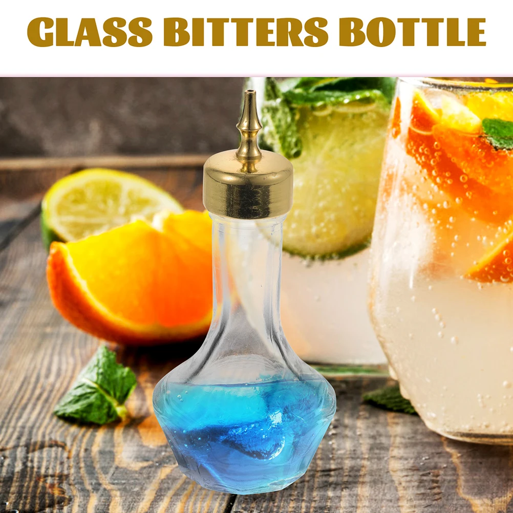 

Glass Bitters Bottle Compact Portable Leak-Proof Stopper Professional Bar Cocktail Bottle for Absinthe Whiskey Beer Cocktail