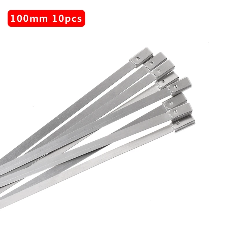 10 PCS Stainless Steel Cable Tie for Exhaust Wrapping, Fence, Outdoor, Canopy