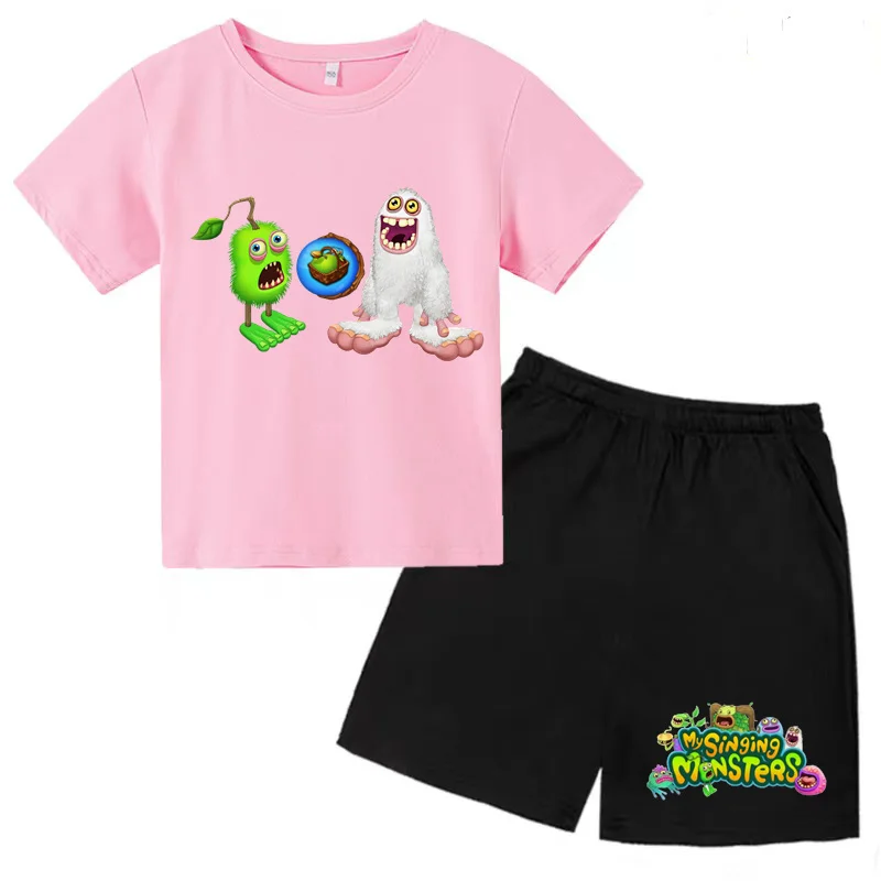 

Children's T-Shirt Anime Cartoon Funny Print Top+Shorts 2P Boy Girl Toddler 3-12Y Gift Beautiful Girl Kawaii Charming Casual Set