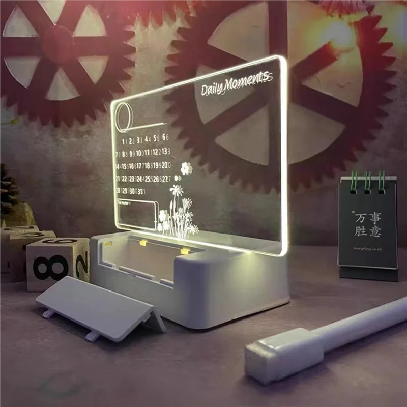Nota Placa com Caneta para Decoração, Creative LED Night Light, USB Message Board, Holiday Lamp, Presente