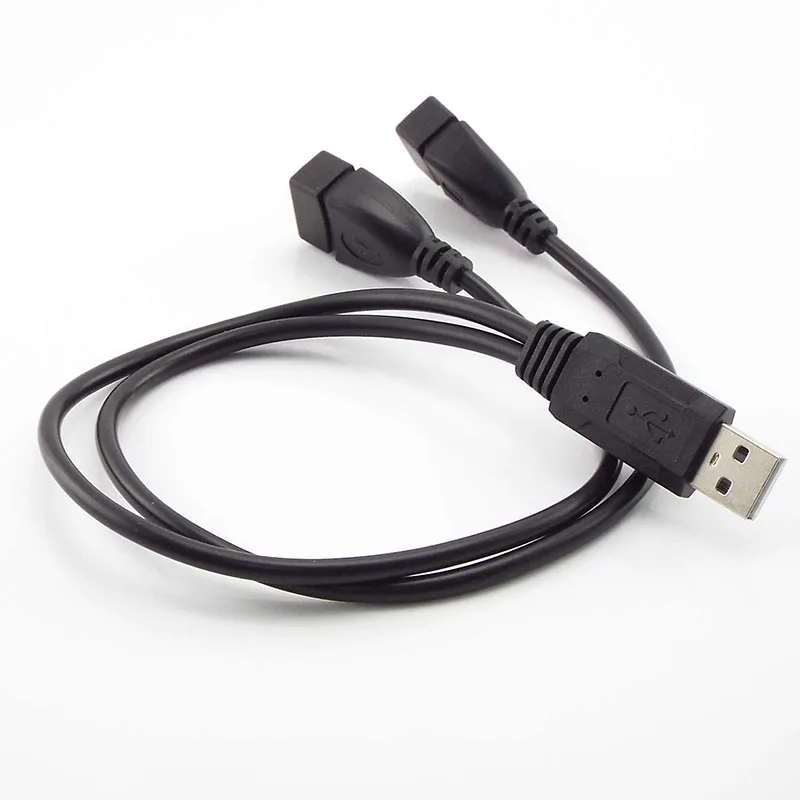 Convertitore adattatore di alimentazione USB A-maschio a 2 A-femmina Cavo sdoppiatore USB 2.0 maschio a doppio Y Cavo di prolunga di ricarica CC