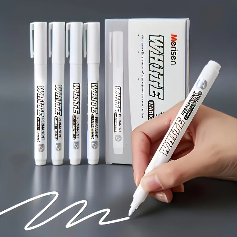 

6-Pack of Learning and Office Paint Pens, Tire Painting Touch-Up Pens, Marking Pens, Graffiti Markers, Extra White Dazzling Fine-Tip White Markers, 1mm Quick-Drying Waterproof