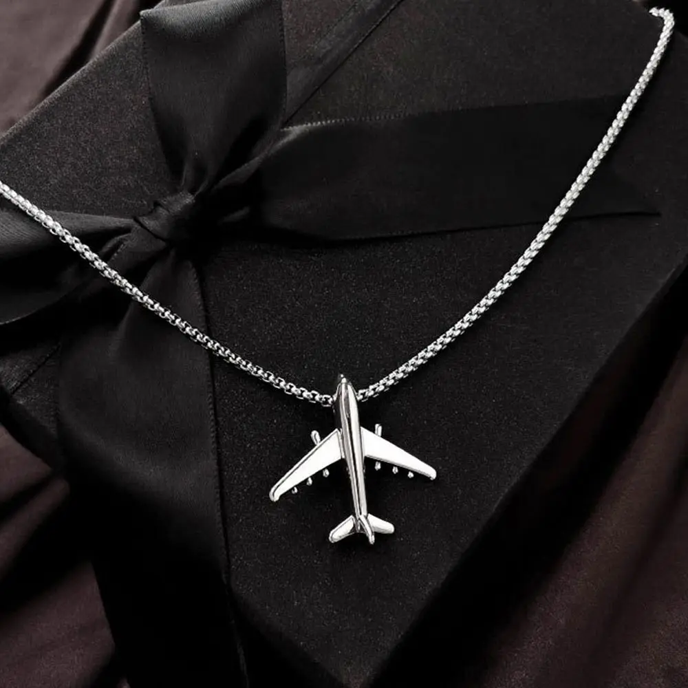 هندسية أنيقة للنساء التيتانيوم الصلب قلادة فاسق الرقبة مجوهرات طائرة الكورية الترقوة المختنق رجل سلسلة قلادة #2