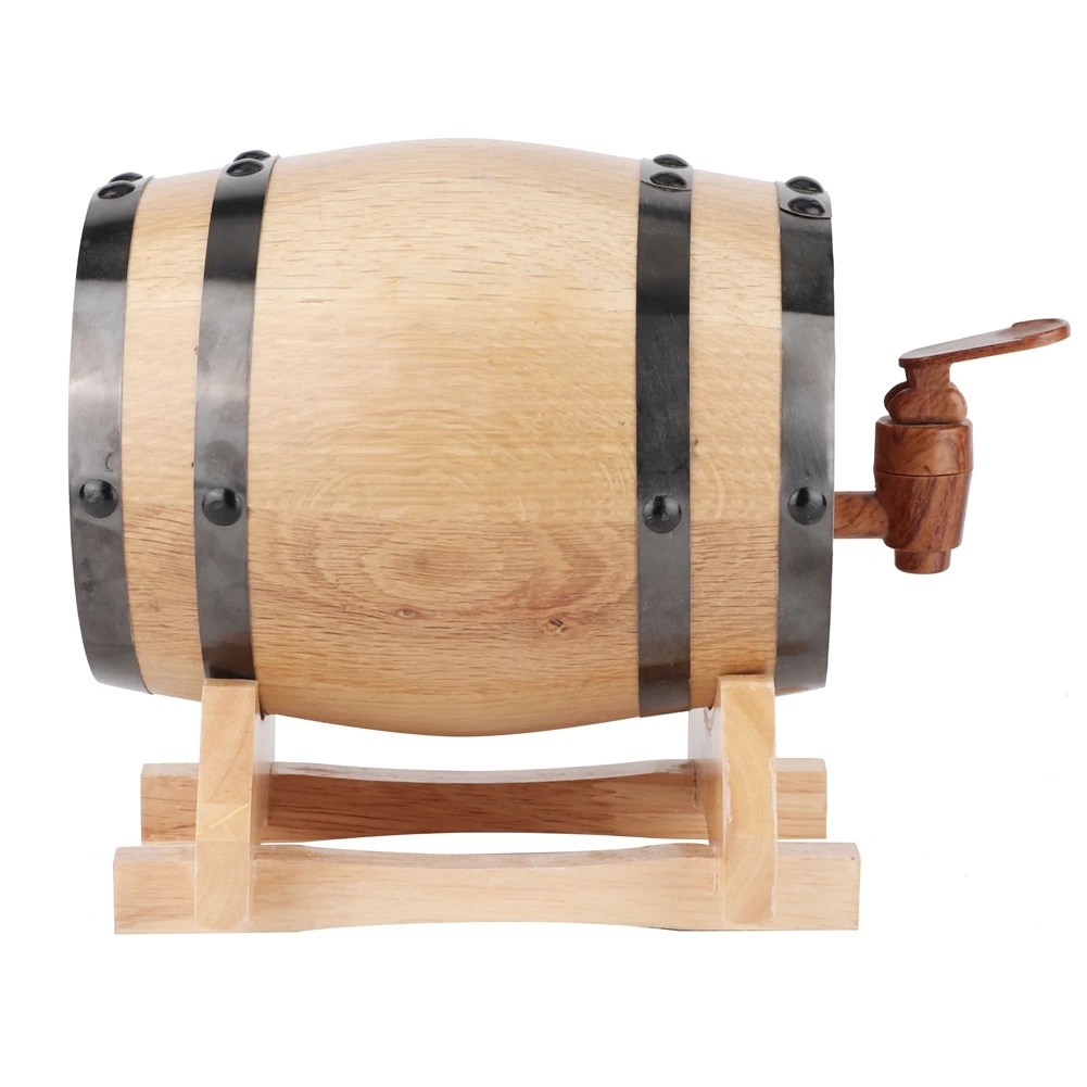 1L Wine Barrel Household Oak Wood Wine Barrel Keg Home Brewing Equipment for Cafe Teahouse Restaurant