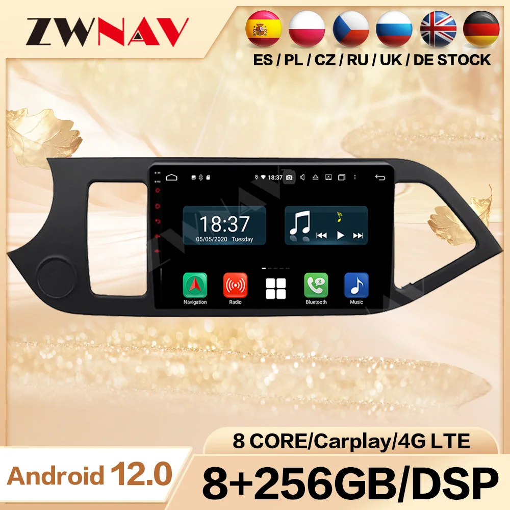 2 din Android 12.0 screen Car Multimedia player For KIA PICANTO MORNING 2011-2016 BT video stereo GPS navi head unit auto stereo