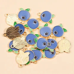 10Pcs Alloy Blue Enamel Fruit Blueberry Charms for DIY Necklaces Pendant Earrings Bracelets Charms Jewelry Making Accessories