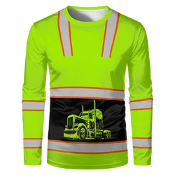 Construction Workers Uniforms Men's T-shirt Loose Casual Classic O Neck Long-sleeve Tops Comfortable And Breathable Work Clothes