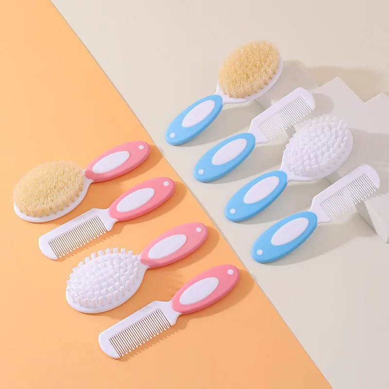Juego de cepillos para el cabello y el cuerpo de bebé, depurador de baño de cerdas suaves, peine de pelo suave y cepillo de cuidado de lana para limpieza y aseo suaves