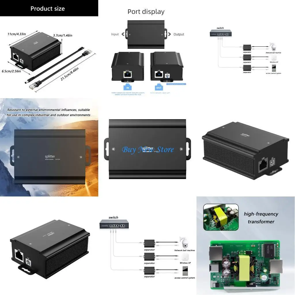 

20CE 48V/12V 6A POE Splitter Metal Construction Gigabit Networking Gear