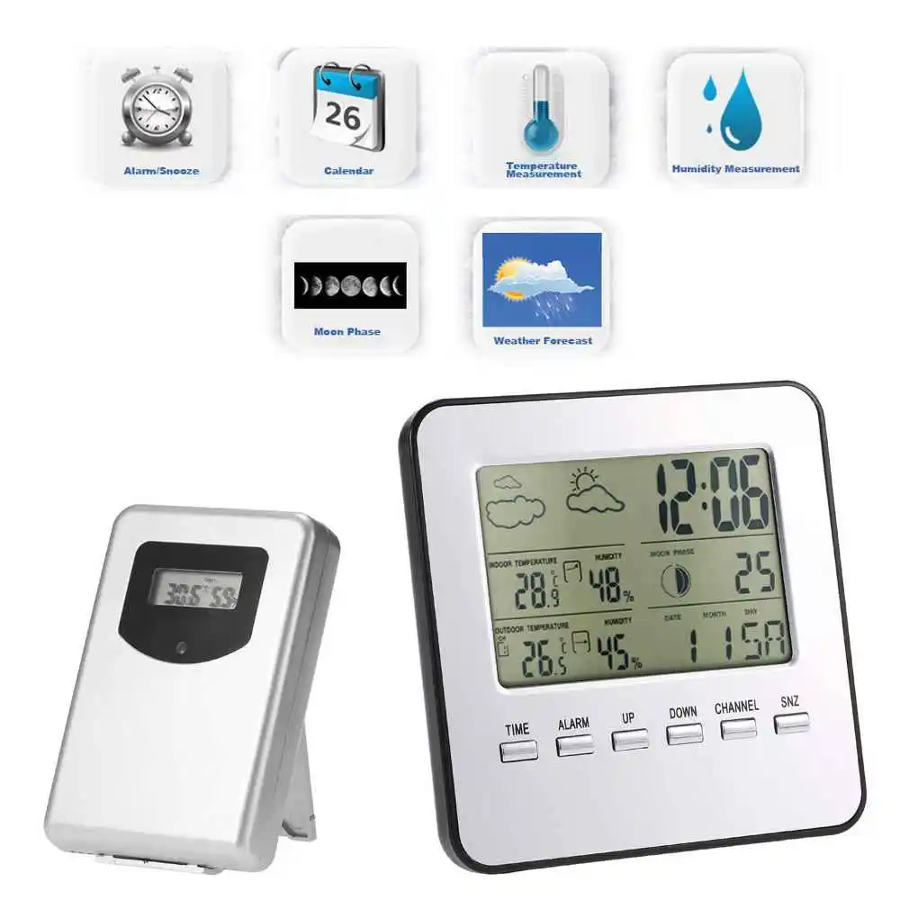 

Wireless LCD Digital Thermometer Hygrometer Indoor Outdoor Weather Station Temperature Humidity Meter Weather Forecast