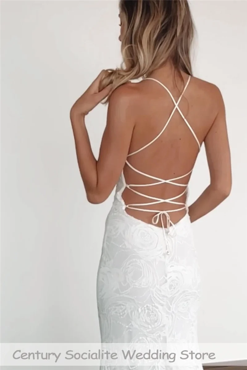 Sexy Boho Wedding Dresses for Women 2025 Straps Backless Lace Simple Beach Bride Dress Country Bridal Gowns Customized