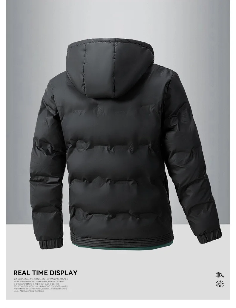 Winter Hooded Puffer Jacket Men's Loose Thick Warm Casual Outerwear