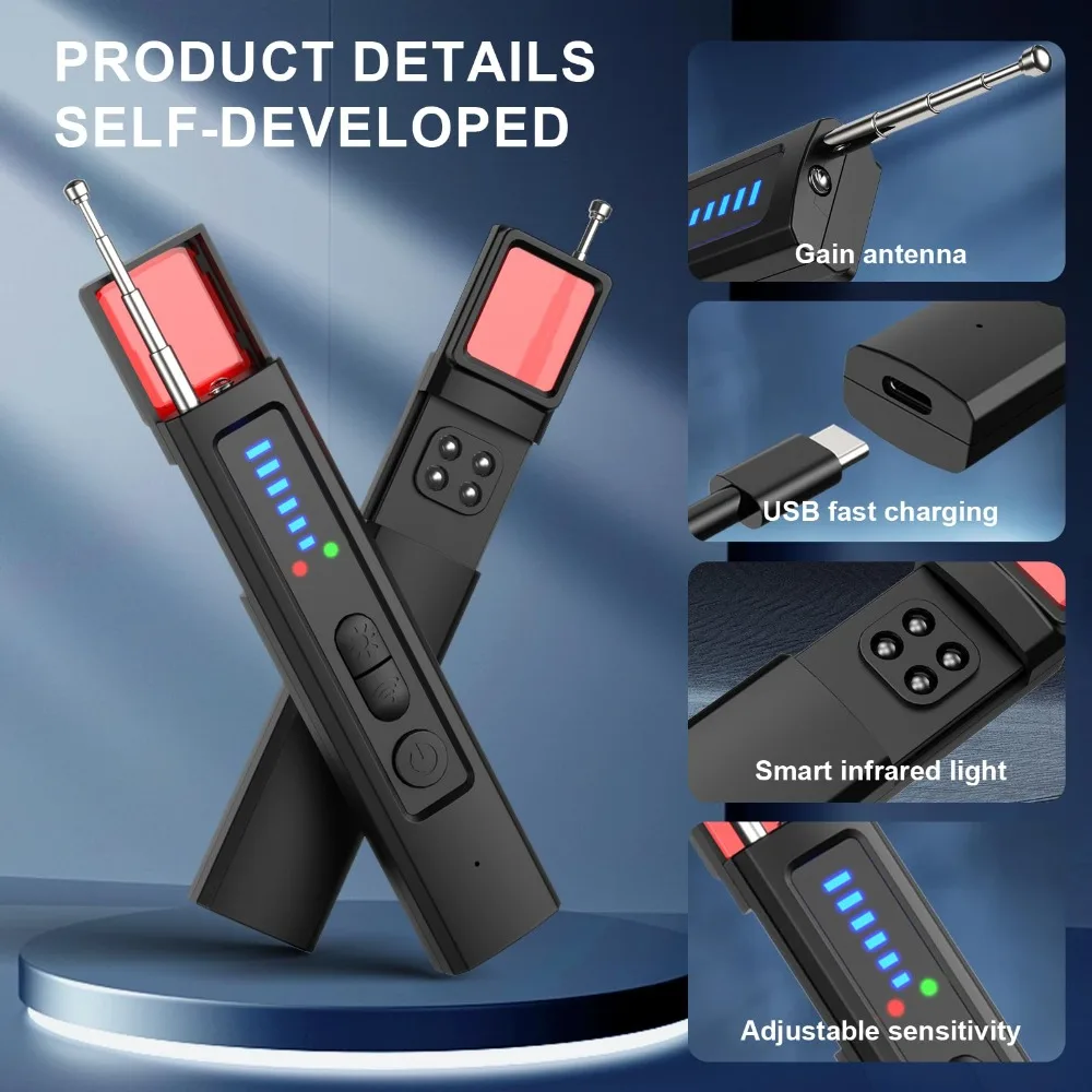 New Hidden Camera Detector, Infrared Scanning, GPS & Eavesdropping Detection, Adjustable Sensitivity, for Hotel/Car/Room Privacy