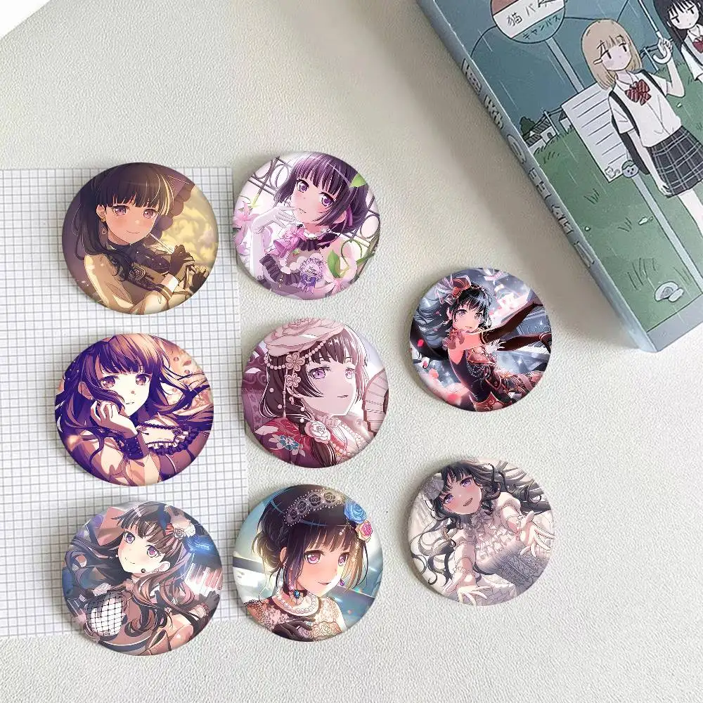 1 Stück Anime BanG Dream Shirokane Rinko Cartoon-Stil Abzeichen Broschen für Rucksack-Dekoration Runde Emaille-Pins für Accessoires
