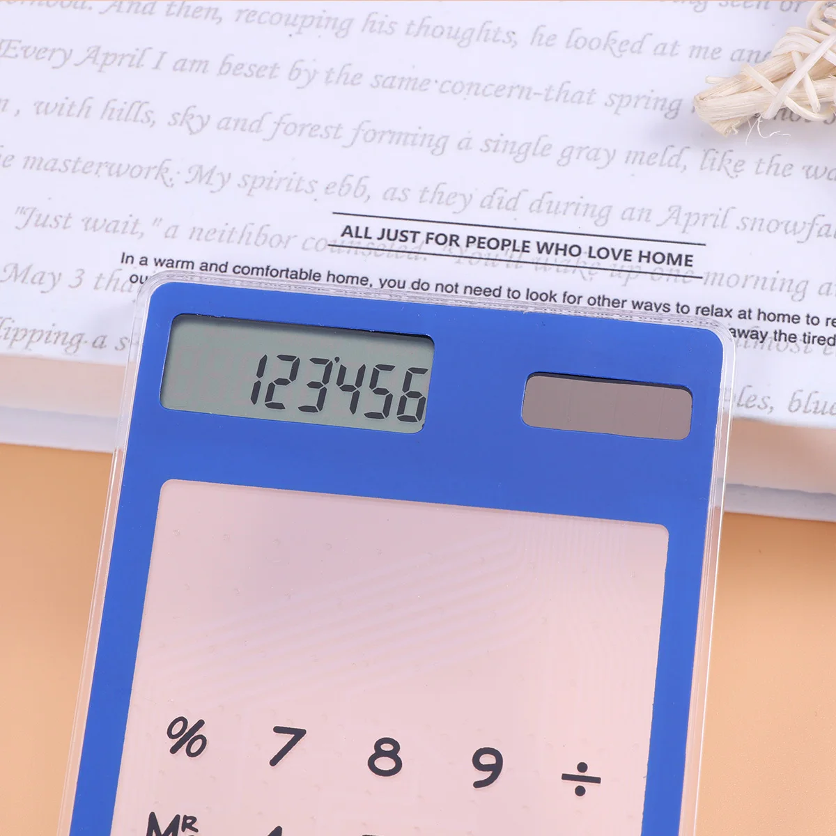 Ultra Thin Calculator Blue Solar Powered Transparent Touch Screen Mini Calculator For Office School Desktop Students