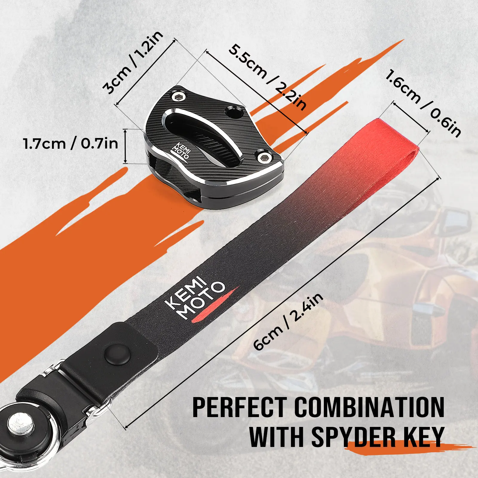 KEMIMOTO On-road CNC Key Holder w/ Lanyard Compatible with Can-Am Spyder RS RTS RT ST STS F3 2014-2023