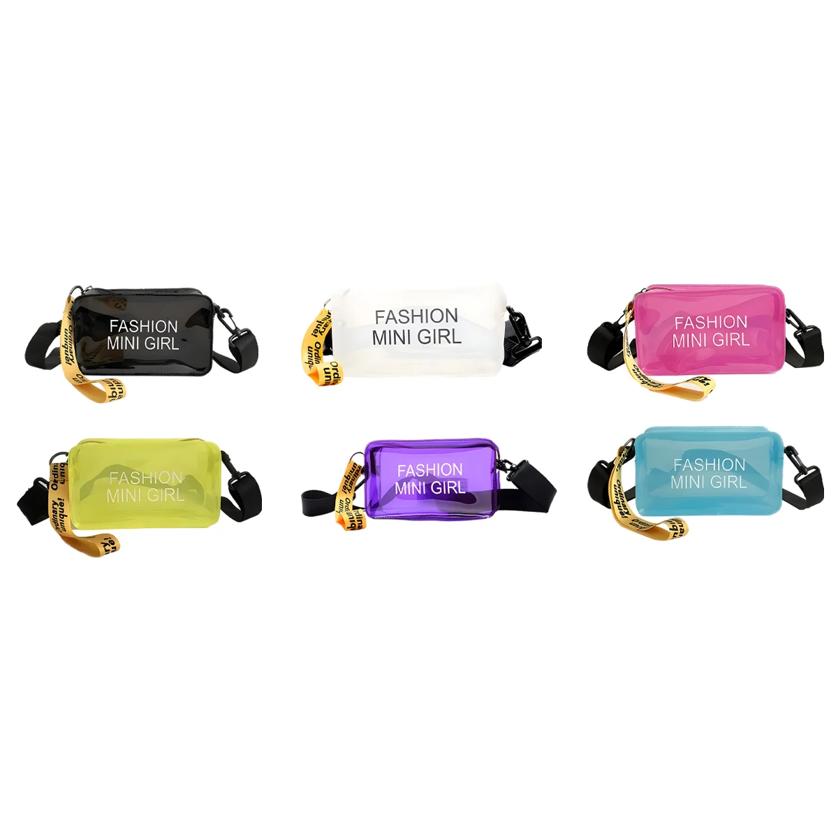 Mini borsa a tracolla laser trasparente per uomo e donna Colore pastello Lettera Una borsa a tracolla alla moda Mini borsa tote piccola in PVC