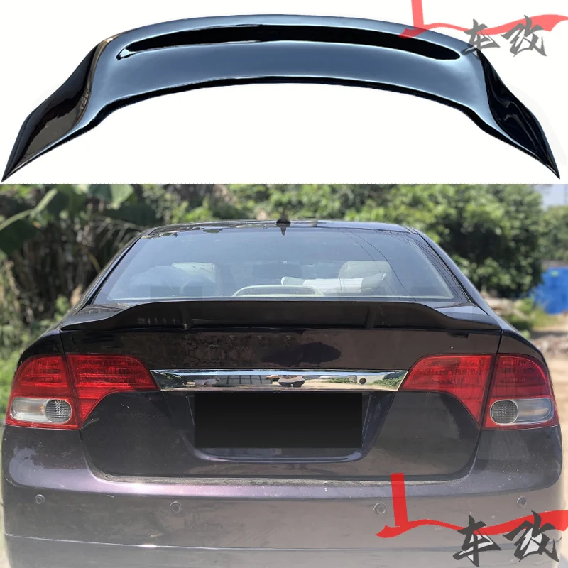 For Car Spoilers ABS R Style Rear Trunk Wing Spoiler For Honda Civic 8th Gen 2006-2011