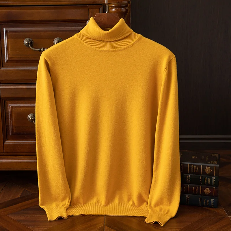Men Cashmere Sweater turtleneck Pullovers Knit Sweater Autumn and Winter New Long Sleeve High-End Jumpers Tops