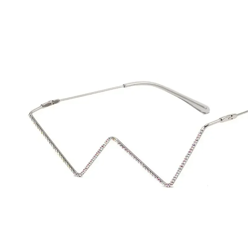 Vintage Diamond Decoration No Lens Half Metal Glasses Frames Woman Luxury Eyewear Popular Fashion Eyeglasses Frame Gold Silver