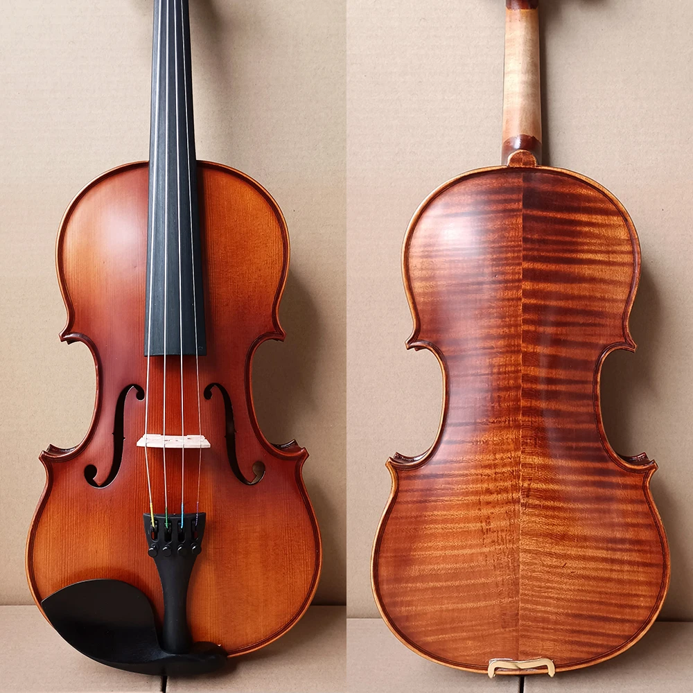 Rich stripes maple handmade Violin 4/4 3/4 Stradivari vionlino set beginner Professional musical instrument with case