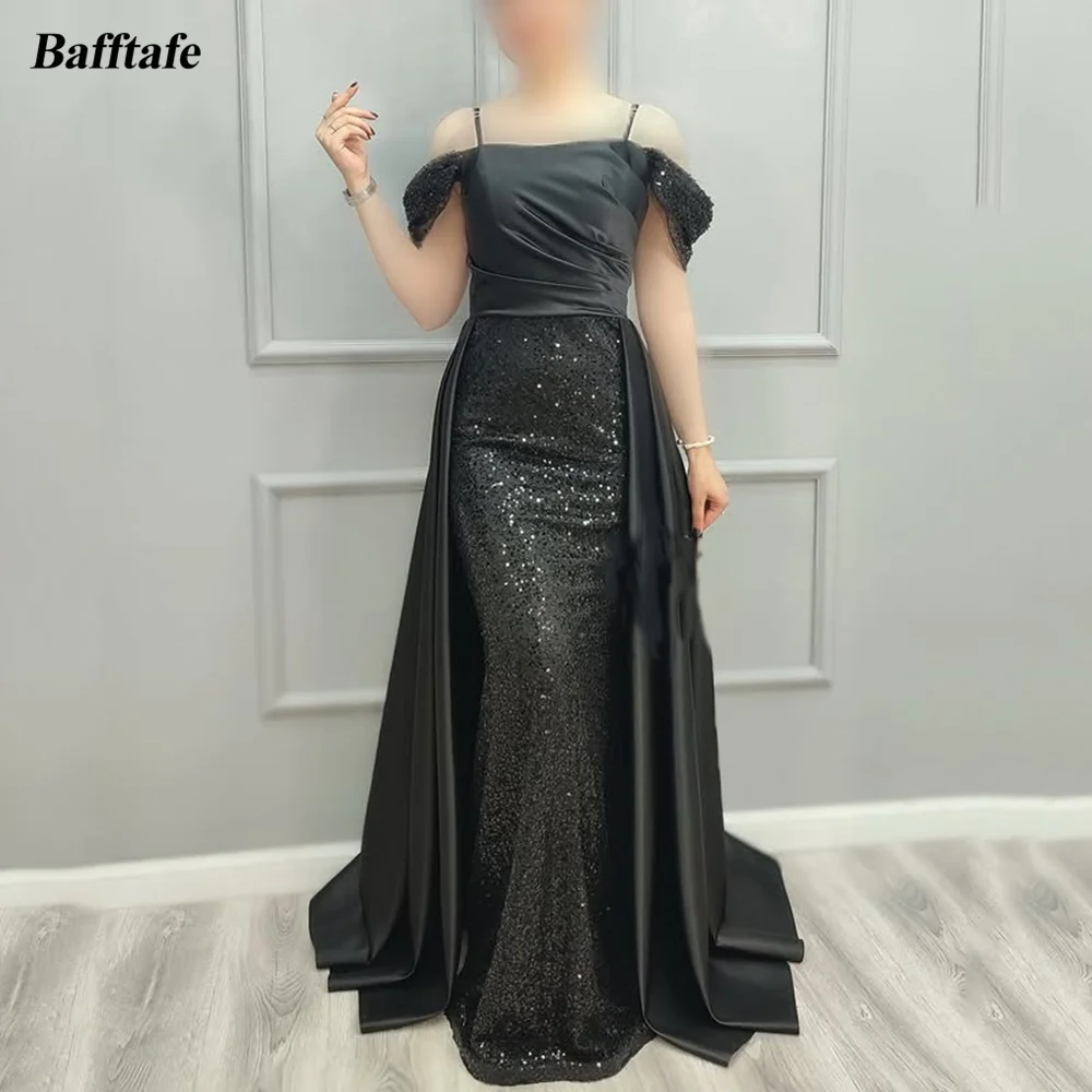 

Bafftafe Mermaid Satin Formal Evening Dresses Customized Sparkly Sequines Tulle Women Formal Party Prom Gowns Wedding Engagement