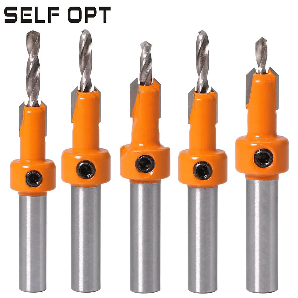 8Mm 10Mm Betis HSS Woodworking Countersink Router Bit Set Ekstraktor Sekrup Pembongkaran Remon untuk Alat Pemotong Penggilingan Kayu