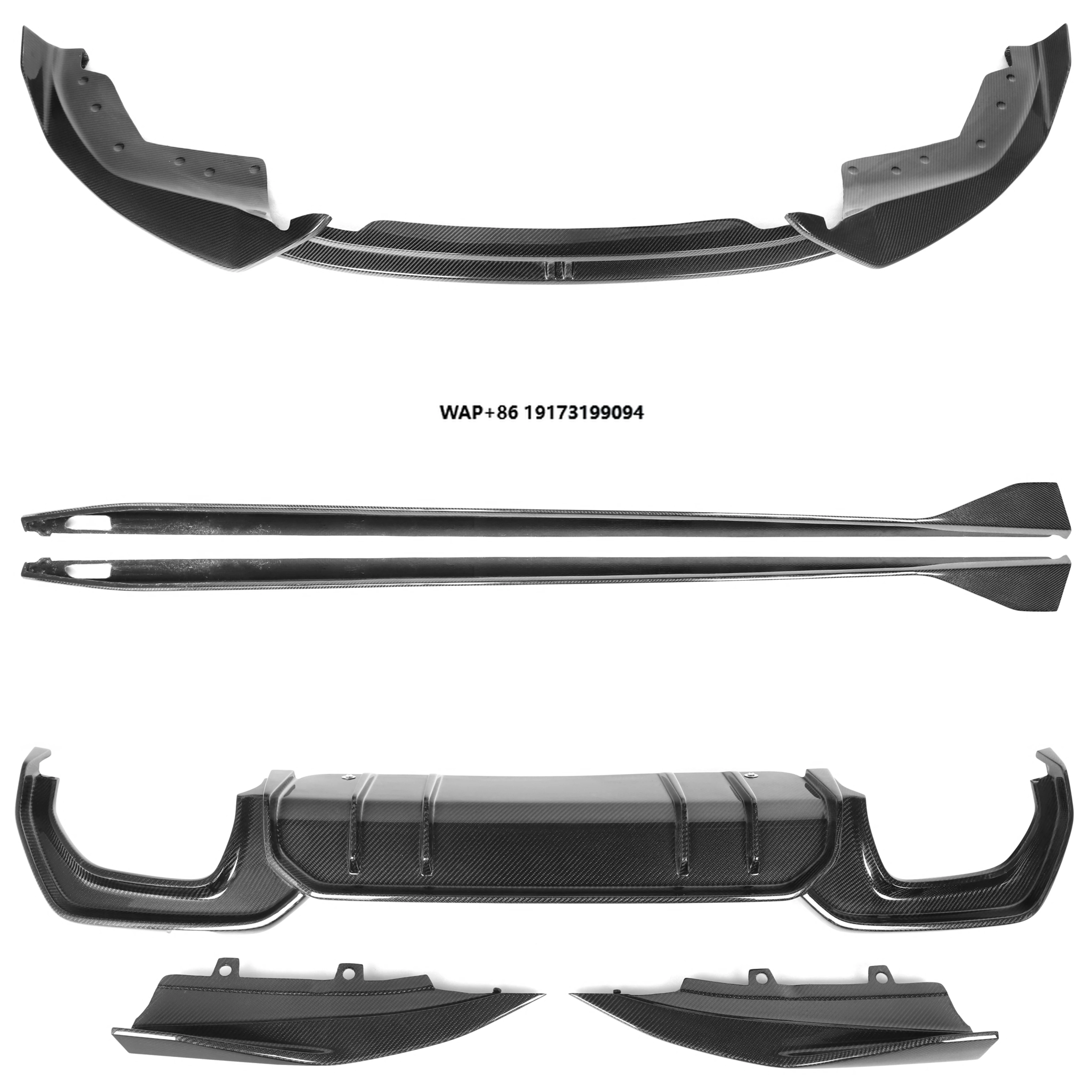 

Real Carbon Fiber AO Style Gloss Black Front Lip Front Bumper Lip Splitter Diffuser Side Skirts for 3 Series G20 2019-2021