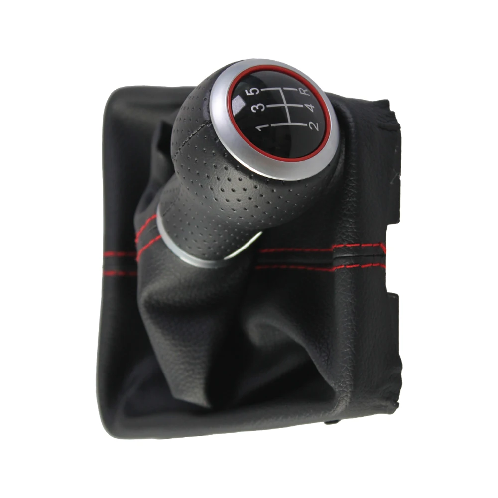 Transmission Knob Manual for shifter For Daily Driving Use for Red Stitching Pattern Plastic Base Material Manual Gear Shift