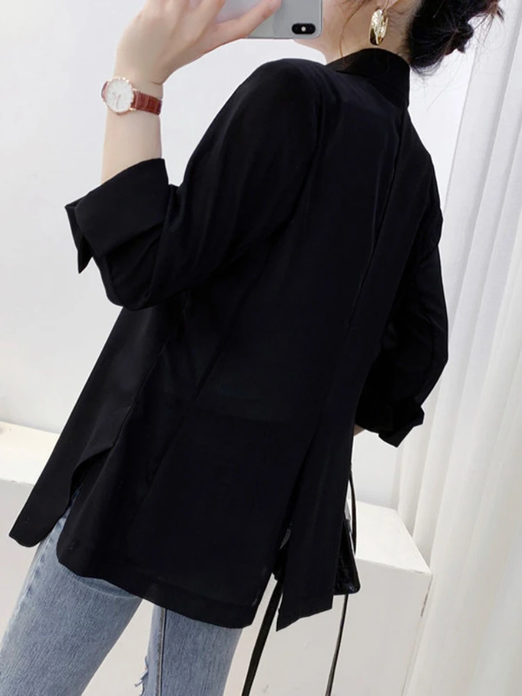 Spring Summer Chiffon Small Suit Jacket Loose Sunscreen Mid-length Suit Women's Cardigan Casual Top  Blazer Women Coat Tops